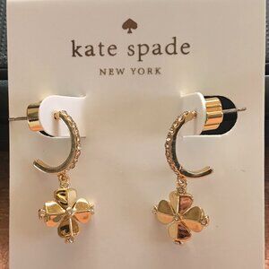 Kate Spade Gold Clover Flower Rhinestones Earrings